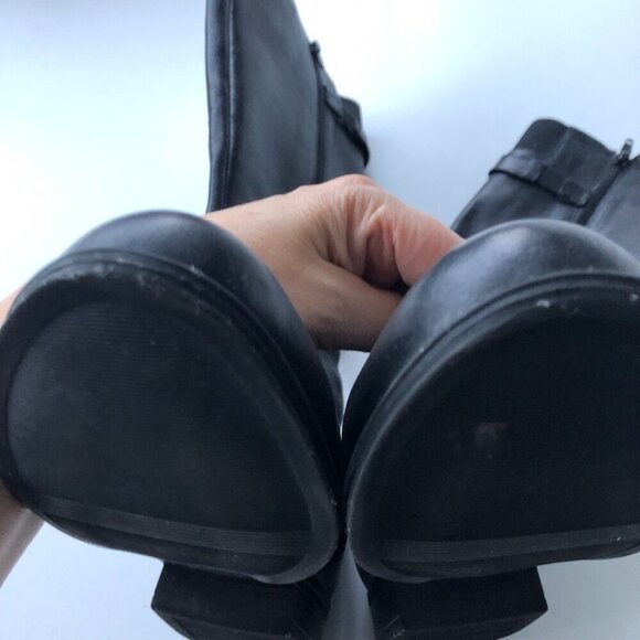 NATURALIZER Jillian Black Tall Knee High Leather Riding Boot Zipper Elastic 8.5M - Picture 16 of 16